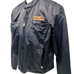 Harley-Davidson Black Lined Wind/ Rain Moto Jacket. Embroidered Logo. Woman's L.